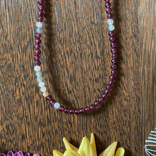 Load image into Gallery viewer, Moonstone + Garnet Beaded Necklace
