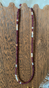 Moonstone + Garnet Beaded Necklace