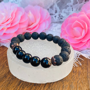 Lava Stone & Onyx Bracelet