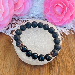 Lava Stone & Onyx Bracelet