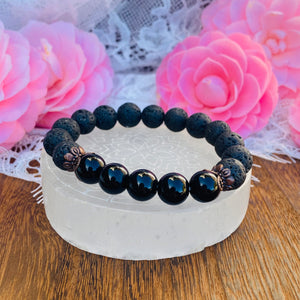 Lava Stone & Onyx Bracelet