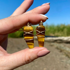 Tiger Eye Twin Pendants