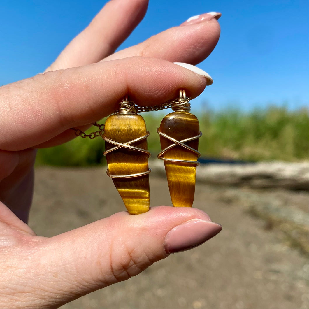 Tiger Eye Twin Pendants