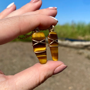 Tiger Eye Twin Pendants