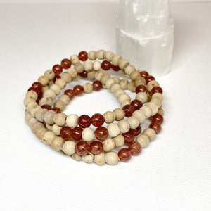 Strawberry Quartz + Tulsi Crystal Bracelet