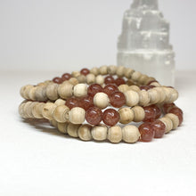 Load image into Gallery viewer, Strawberry Quartz + Tulsi Crystal Bracelet
